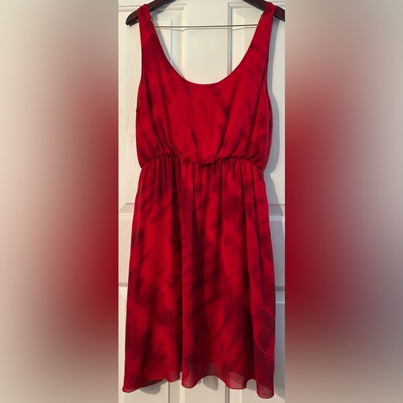 ALICE + OLIVIA Large Cabella Red Tie Dye Tank Lined Dress Skater Luxury Party - Picture 3 of 14